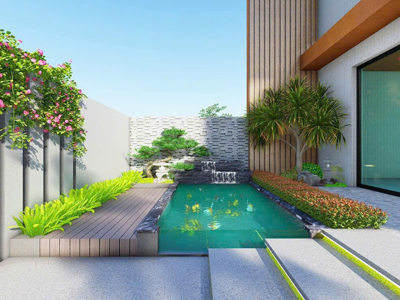 Thi công hồ cá koi sân vườn biệt thự
